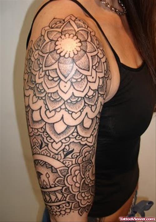 Mandala Flower Half Sleeve Tattoo
