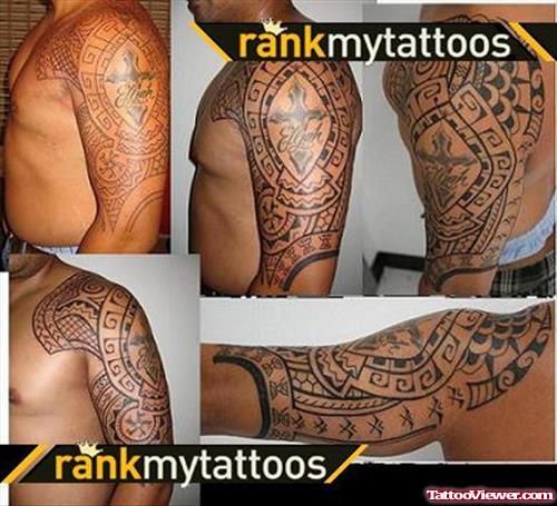Awful Tribal Half Sleeve Tattoo For Men