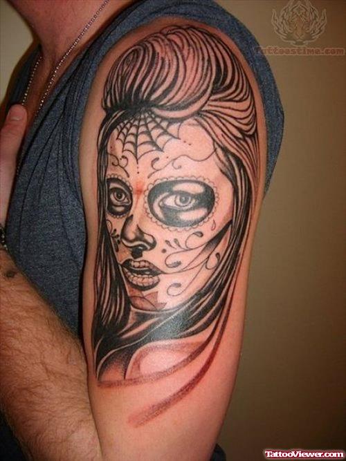 Gypsy sugar skull Half Sleeve Tattoo