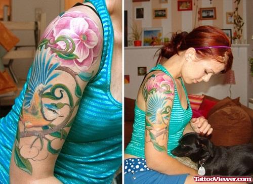 Woman with Half Sleeve Tattoo