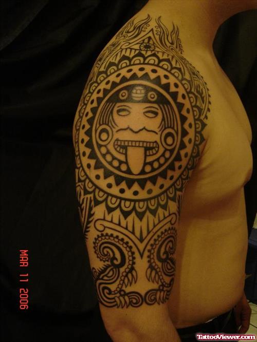 Tribal Aztec Half Sleeve Tattoo For Men