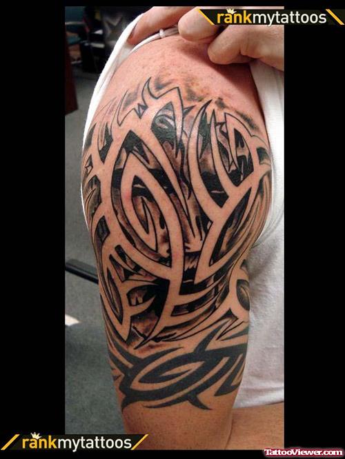 Beautiful Black Tribal Half Sleeve Tattoo