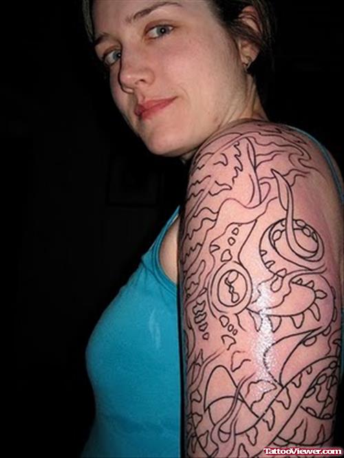 Outline Half Sleeve Tattoo