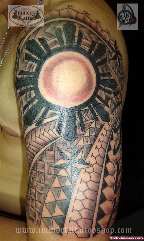 Man With Left Half Sleeve Tattoo