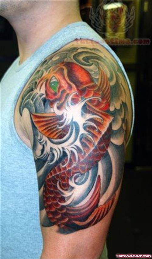 Koi Fish Tattoo On Half Sleeve
