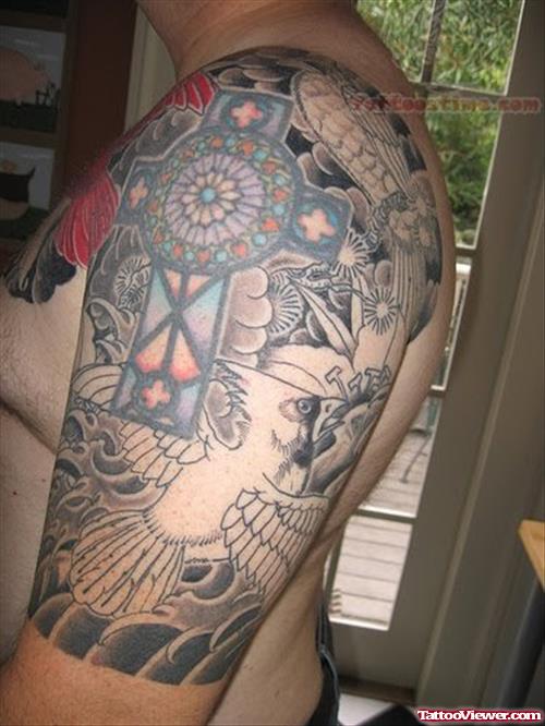 Black Ink Half Sleeve Tattoo For Men