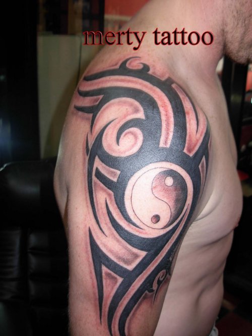 Yin Yang and Half Sleeve Tattoo For Men