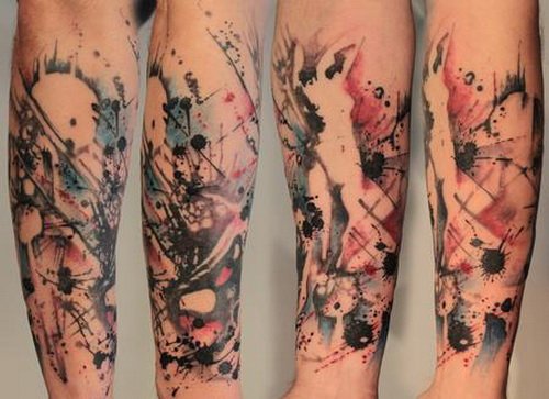 Color Abstract Half Sleeve Tattoo