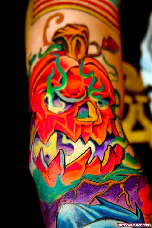 Best Color Ink Halloween Tattoo On Sleeve