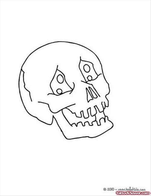 Outline Skull Halloween Tattoo Design
