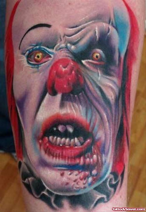 Color Ink Joker HEad Halloween Tattoo On Sleeve