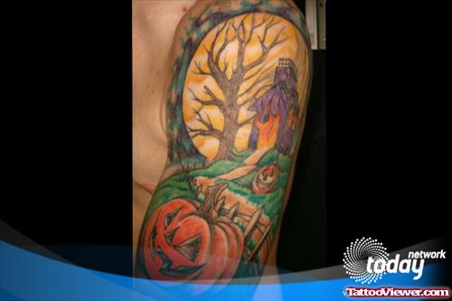 Best Halloween Tattoo On Left Sleeve