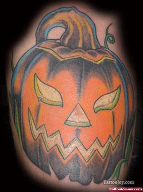 Color Pumpkin Halloween Tattoo Design