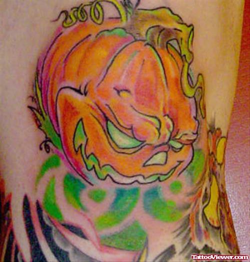 Awesome Color Ink Halloween Tattoo On Right Sleeve