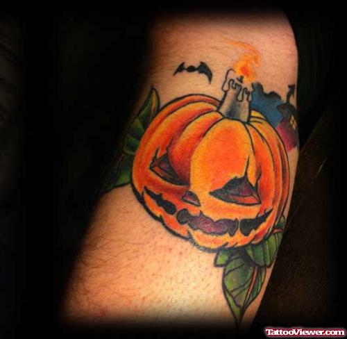 Amazing Halloween Pumpkin Tattoo