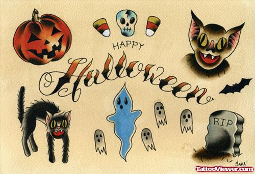Cute Halloween Tattoos Designs