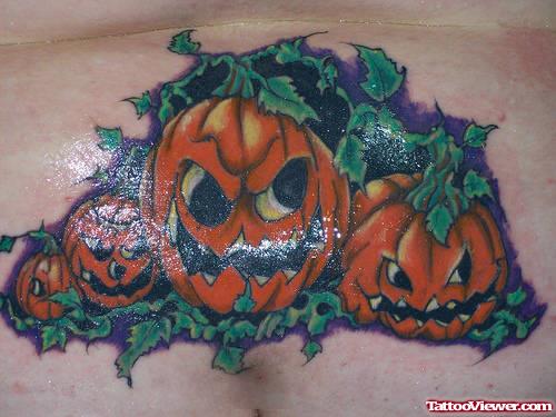 Pumpkins And Halloween Tattoo