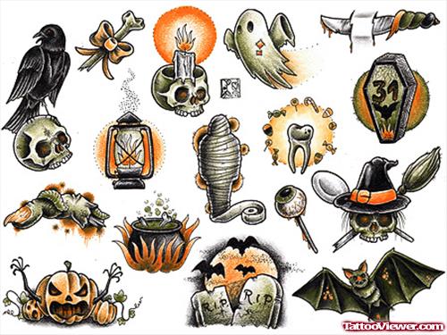 New Colored Halloween Tattoos Designs