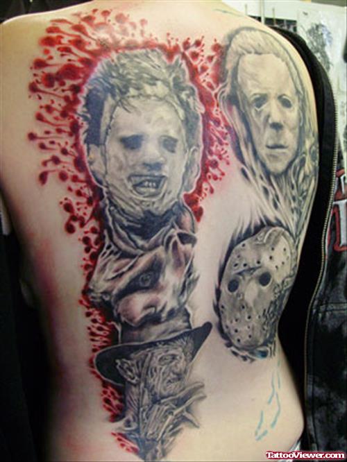 Horror Halloween Tattoo On Back