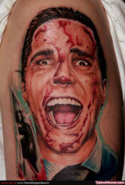 Color Ink Horror Halloween Tattoo On Shoulder