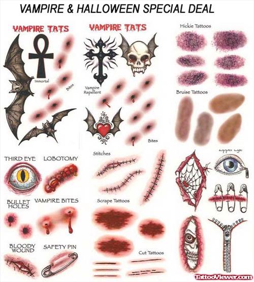 Vampire Halloween Tattoos Designs