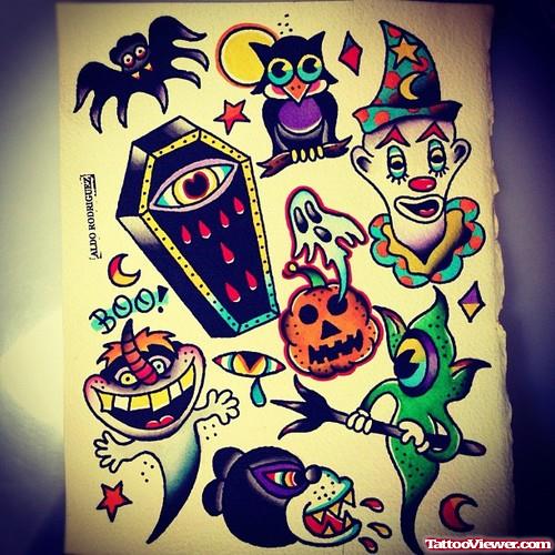 Attractive Halloween Tattoos Designs