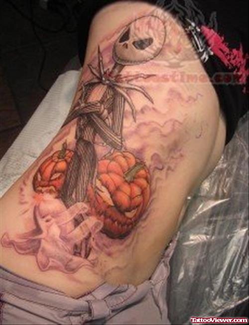 Halloween Tattoo On Side Rib