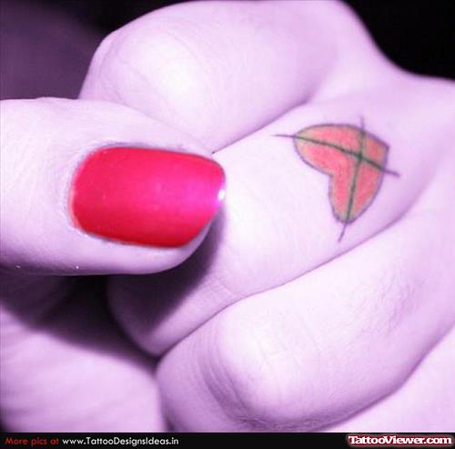 small Red Heart Tattoo On Hand