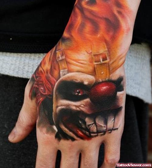 Scary Clown Hand Tattoo