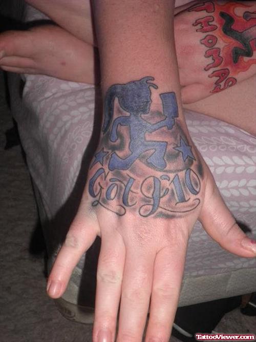Blue Ink ICP Right Hand Tattoo