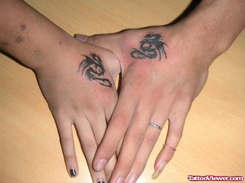 Tribal Dragon Tattoos On Both Hands