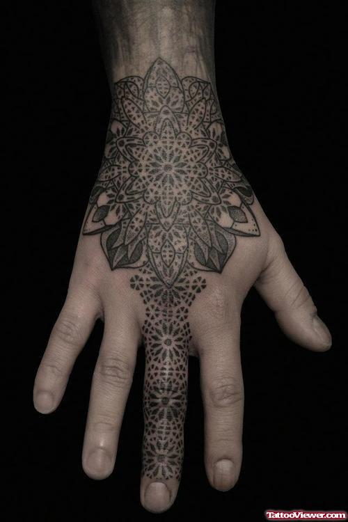 Mandala Flower Tattoo On Right Hand