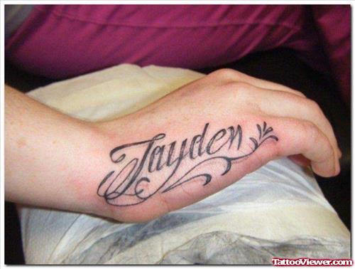 Jayden Name Side Hand Tattoo