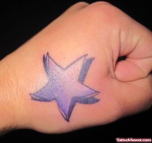 Purple Ink Star Hand Tattoo