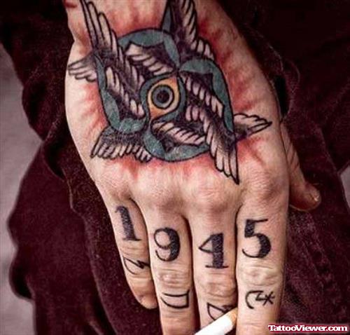 Colored Memorial Year Hand Tattoo