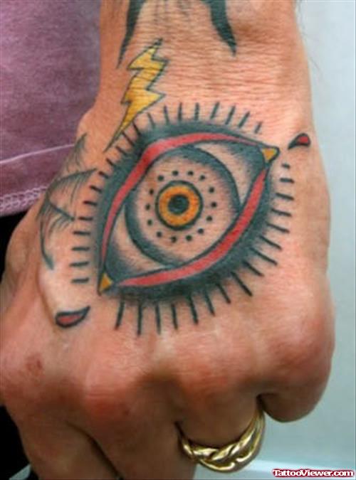 Color Ink Eye Hand Tattoo