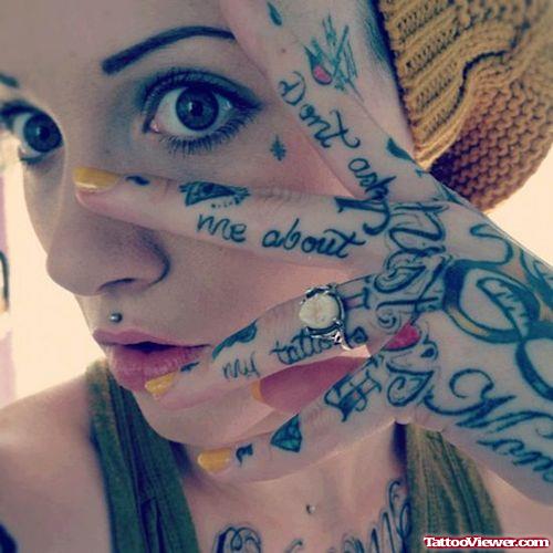 Lettering Hand Tattoo For Girls