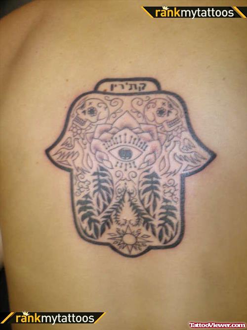 Hamsa Hand Tattoo On Back Body