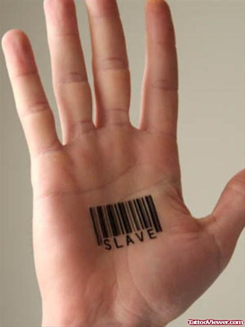 Slave Barcode Hand Tattoo