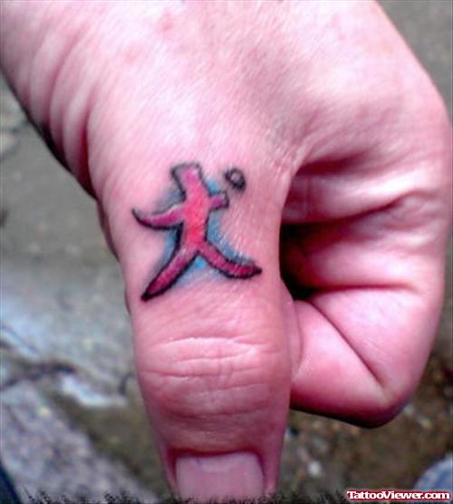 Amazing Red Ink Kanji Symbol Hand Tattoo