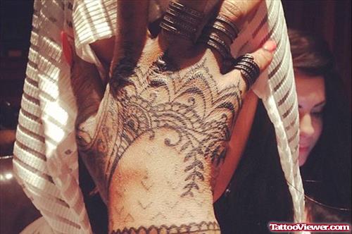 Rihanna Henna Hand Tattoo