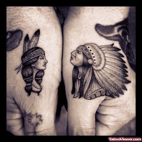 Grey Ink Native Hand Tattoos
