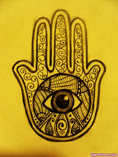 Hamsa Hand Eye Tattoo Design