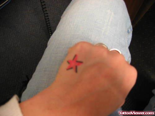 Color Star Hand Tattoo
