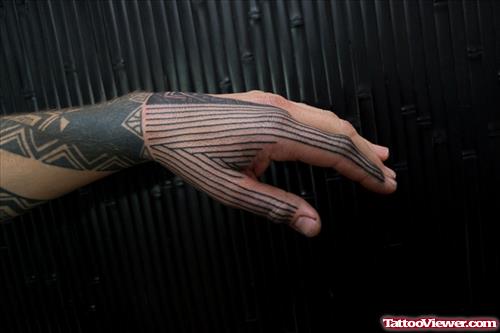 Amazing Grey Ink Left Hand Tattoo