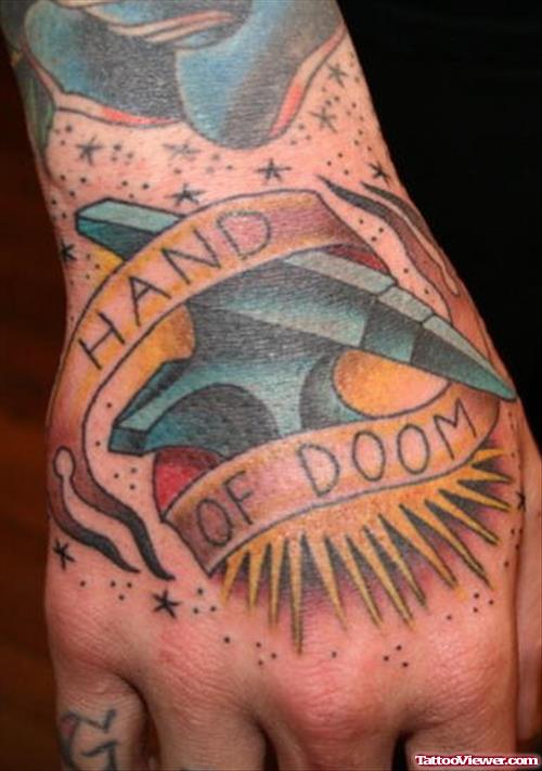 Hand Of Doom Tattoo On Right Hand