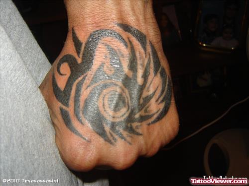 Beautiful Amazing Black Tribal Tattoo On Left Hand