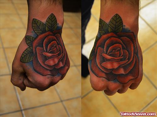 Amazing Red Rose Hand Tattoos