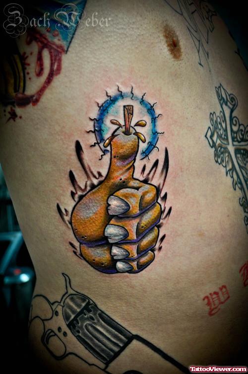 Hand Tattoo On Man Side Rib