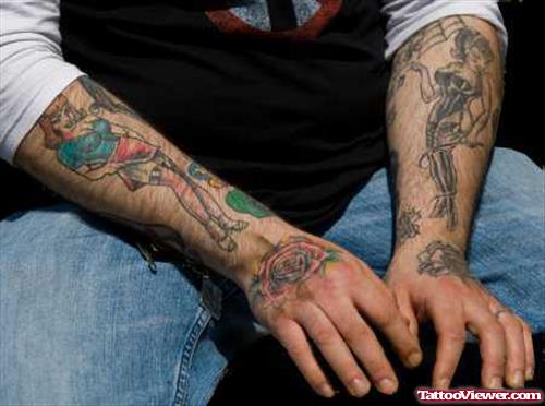 Rose Flower Hand Tattoo